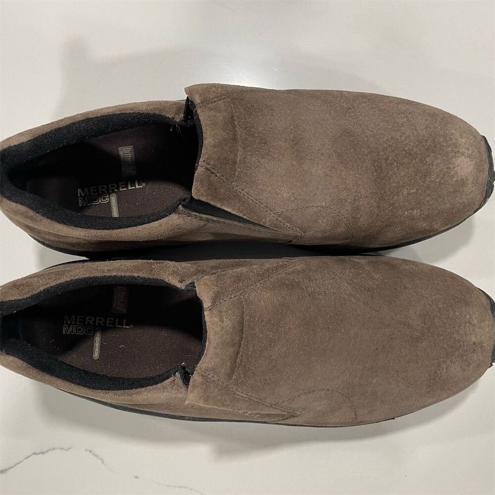 Merrell Jungle Moc Men's Slip-On‎ Shoes Brown Nubuck Leather Size 12 - Picture 2 of 6